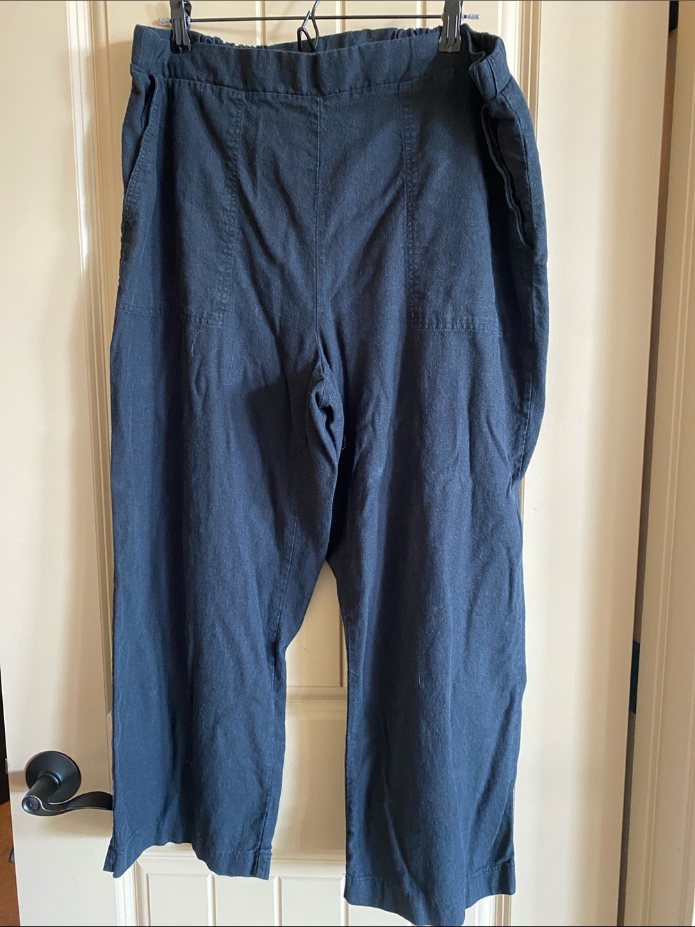 Jules & Leopold Linen Blend Wide Leg Crop Pants Black 1X